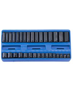 Genius Tools 32 Piece 3/8" Dr. Metric Deep Impact Socket Set - TF-332M