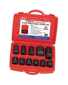 Genius Tools 11 Piece 1" Dr. SAE Truck Wheel Impact Socket Set (CR-Mo) - TR-811S