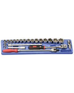 Genius Tools 22 Piece 1/2" Dr. Metric Hand Socket Set - TS-4222