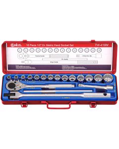 Genius Tools 18 Piece 1/2" Dr. Metric Hand Socket Set (12-Point) - TW-418M