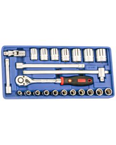 Genius Tools 23 Piece 1/2" Dr. SAE Hand Socket Set - TW-423S