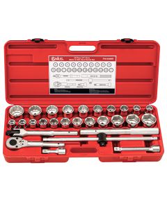 Genius Tools 28 Piece 3/4" Dr. Metric & SAE Hand Socket Set (6 & 12-Point) (CR-Mo) - TW-628MS