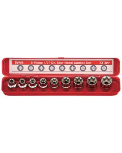 Genius Tools 9 Piece 1/2" Dr. Star Hand Socket Set - TX-409