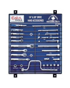 Genius Tools 31 Piece 1/4" & 3/8" Dr. Hand Accessory Display Board - AC-2331