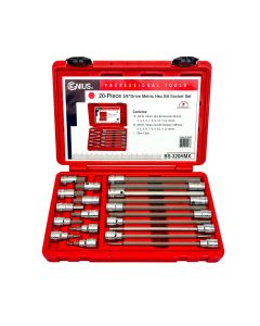 Genius Tools 20 Piece 3/8" Dr. Metric Hex Bit Socket Set - BS-320HMX