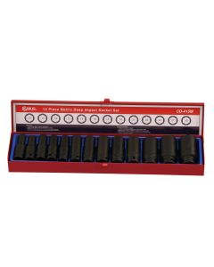 Genius Tools 13 Piece 1/2" Dr. Metric Deep Impact Socket Set (CR-Mo) - CD-415M