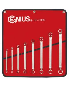 Genius Tools 8 Piece Metric Double Ended Offset Ring Wrench Set (Matte Finish) - DE-7208M