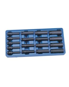 Genius Tools 17 Piece 1/2" Dr. Metric Deep Thin Wall Impact Socket Set (12-Point) (CR-Mo) - DI-417MD