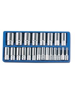 Genius Tools 22 Piece 1/2" Dr. SAE Deep Hand Socket Set - DS-422S