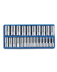 Genius Tools 25 Piece 1/2" Dr. Metric Deep Hand Socket Set - (Old Part# DS-425M) - DS-424M