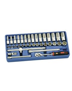 Genius Tools 35 Piece 3/8" Dr. Metric Deep Hand Socket Set - EU-335M