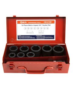 Genius Tools 10 Piece 3/4" Dr. Metric Impact Socket Set (CR-Mo) - CM-610M