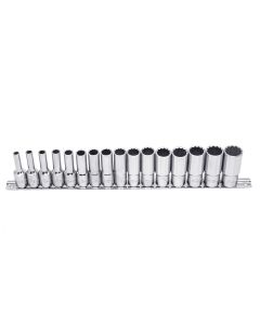 Genius Tools 16 Piece 3/8" Dr. Metric Deep Hand Socket Set (12-Point) - TW-316MD