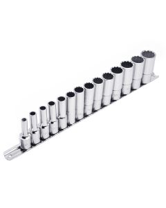 Genius Tools 14 Piece 3/8" Dr. SAE Deep Hand Socket Set (12-Point) - TW-314SD