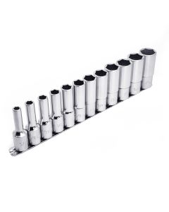 Genius Tools 12 Piece 1/2" Dr. SAE Deep Hand Socket Set - GD-412S