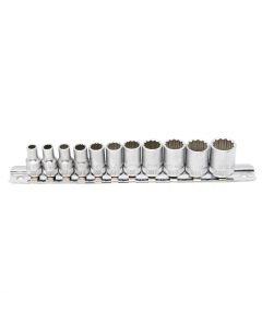 Genius Tools 11 Piece 1/4" Dr. Metric Hand Socket Set (12-Point) - TW-211M