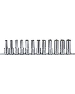 Genius Tools 12 Piece 1/2" Dr. Metric Deep Hand Socket Set - GD-412M