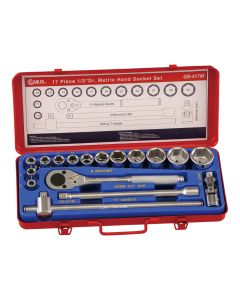 Genius Tools 17 Piece 1/2" Dr. Metric Hand Socket Set - GS-417M