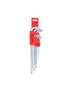 Genius Tools 9 Piece SAE Wobble Hex Key Wrench Set (S2 Tool Steel) - HK-09SBS