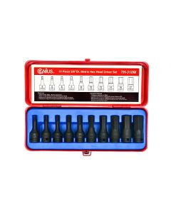 Genius Tools 10 Piece 3/8" Dr. Metric Hex Impact Bit Socket Set (CR-Mo) - TH-310M